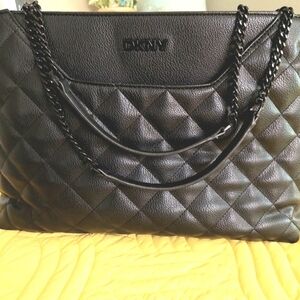 DKNY Quilted Black Leather Tote Bag